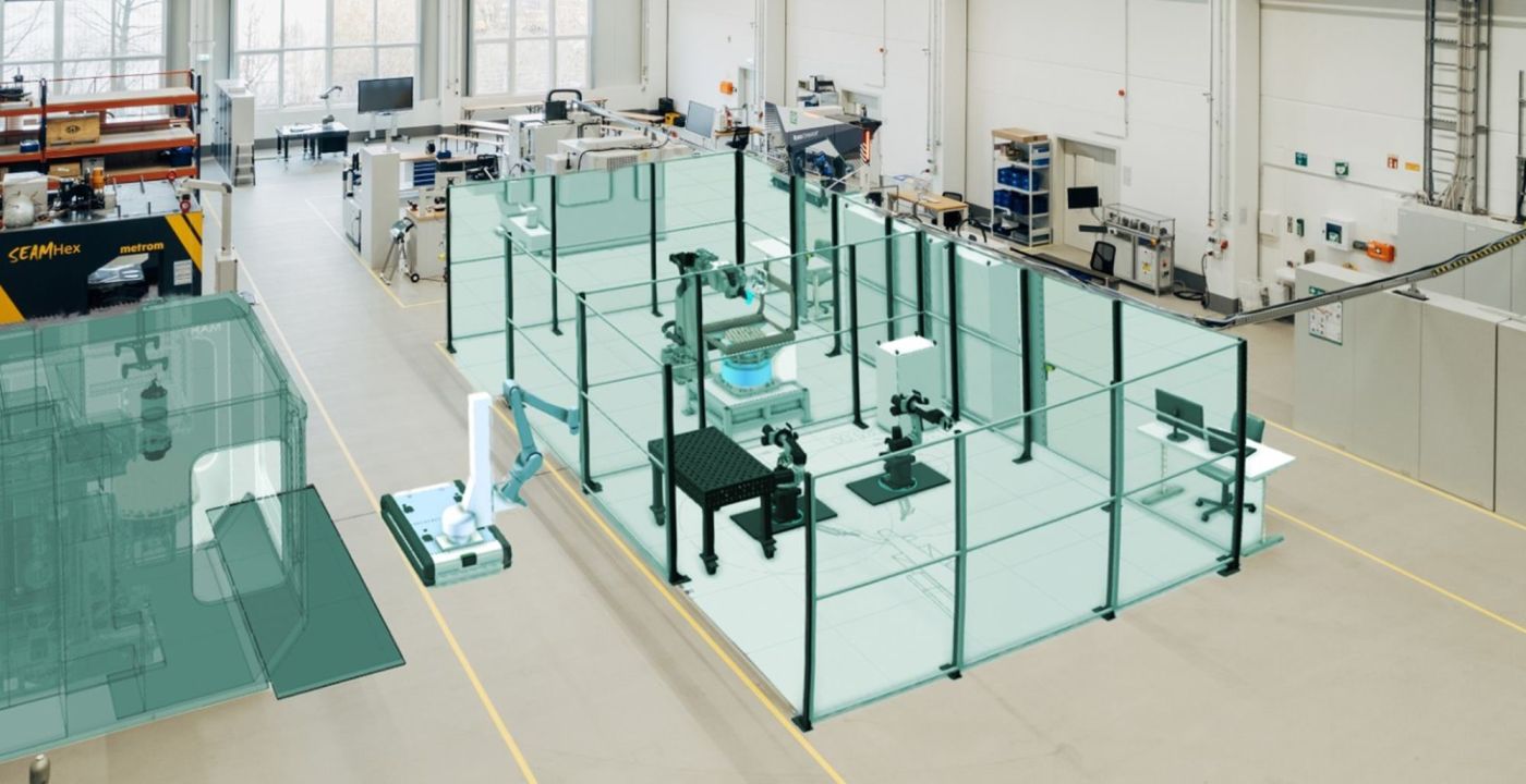 Das in einer Matrix-Architektur aufgebaute Versuchsfeld am IWU-Standort Dresden