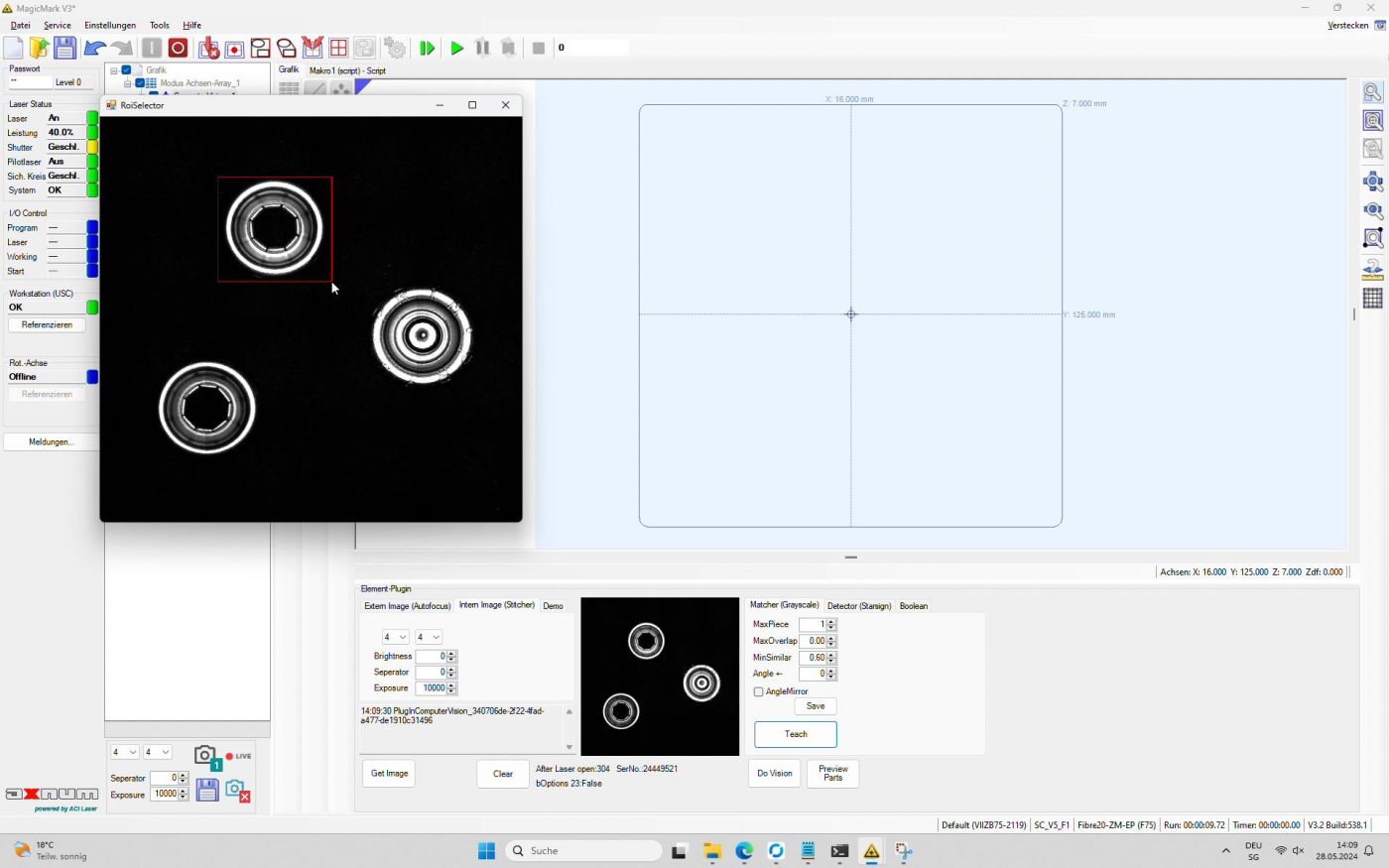 Objektauswahl in der Lasersoftware MagicMark