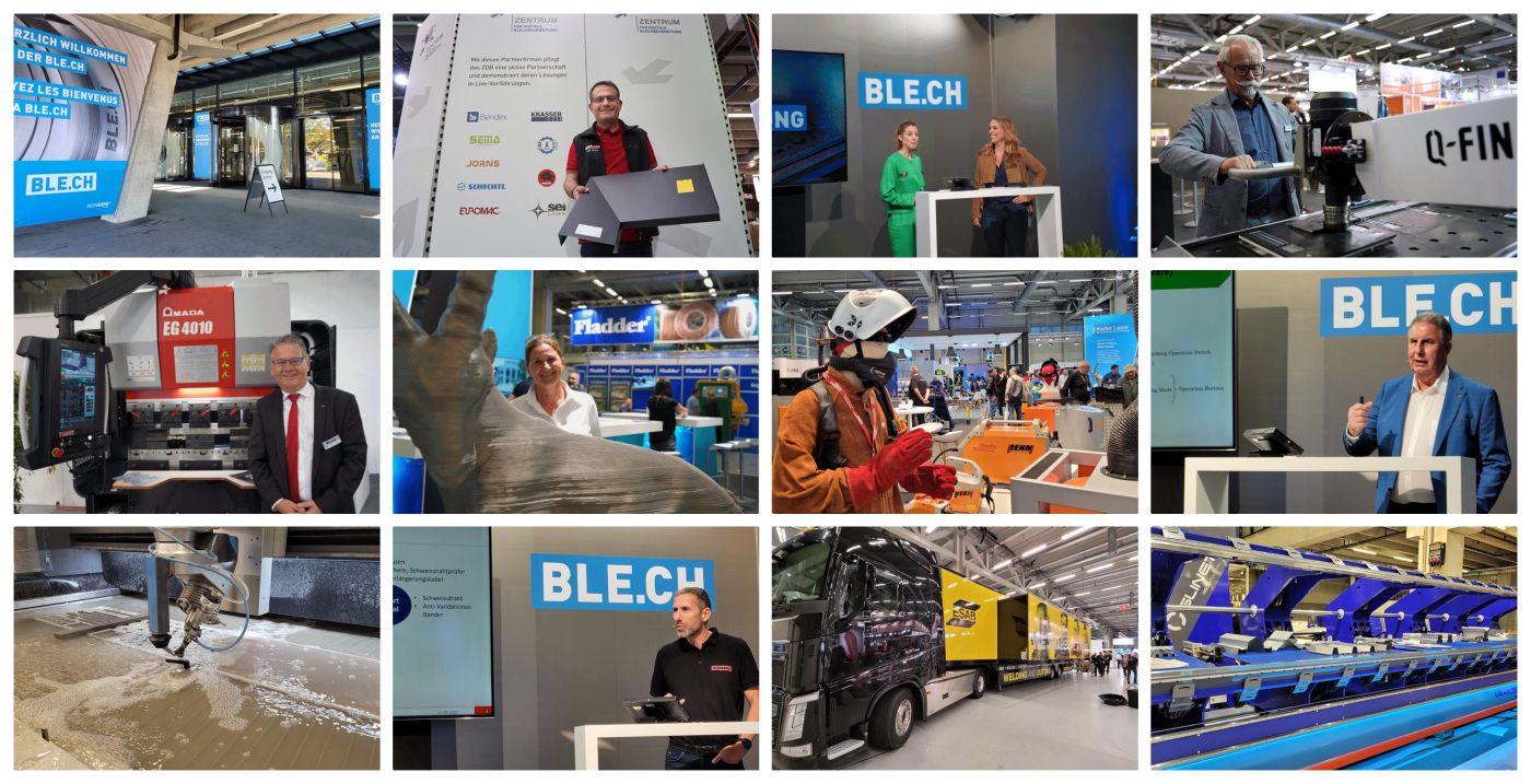 Eine Fotocollage der Blechbearbeitungsmesse Ble.ch in Bern