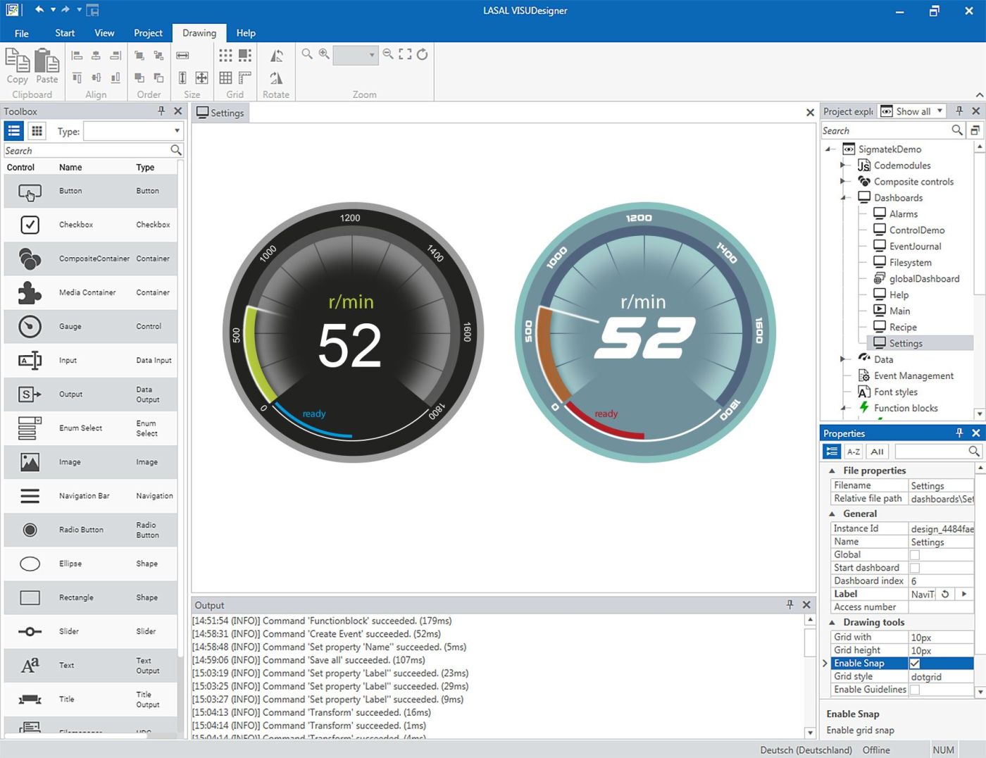 Grafische Oberflächen lassen sich sehr einfach projektieren und konfigurieren.