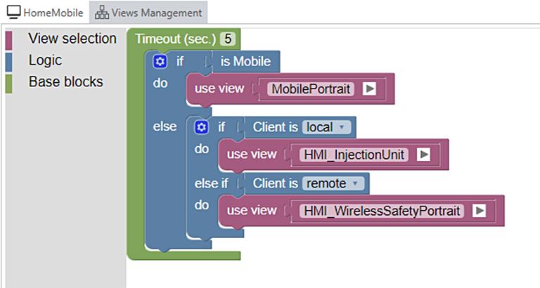 Ansicht des grafischen Logic-Editors im Views-Management des Visudesigners.